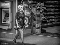 Queen Street Auckland city, black and white photo by Mike Wheelton